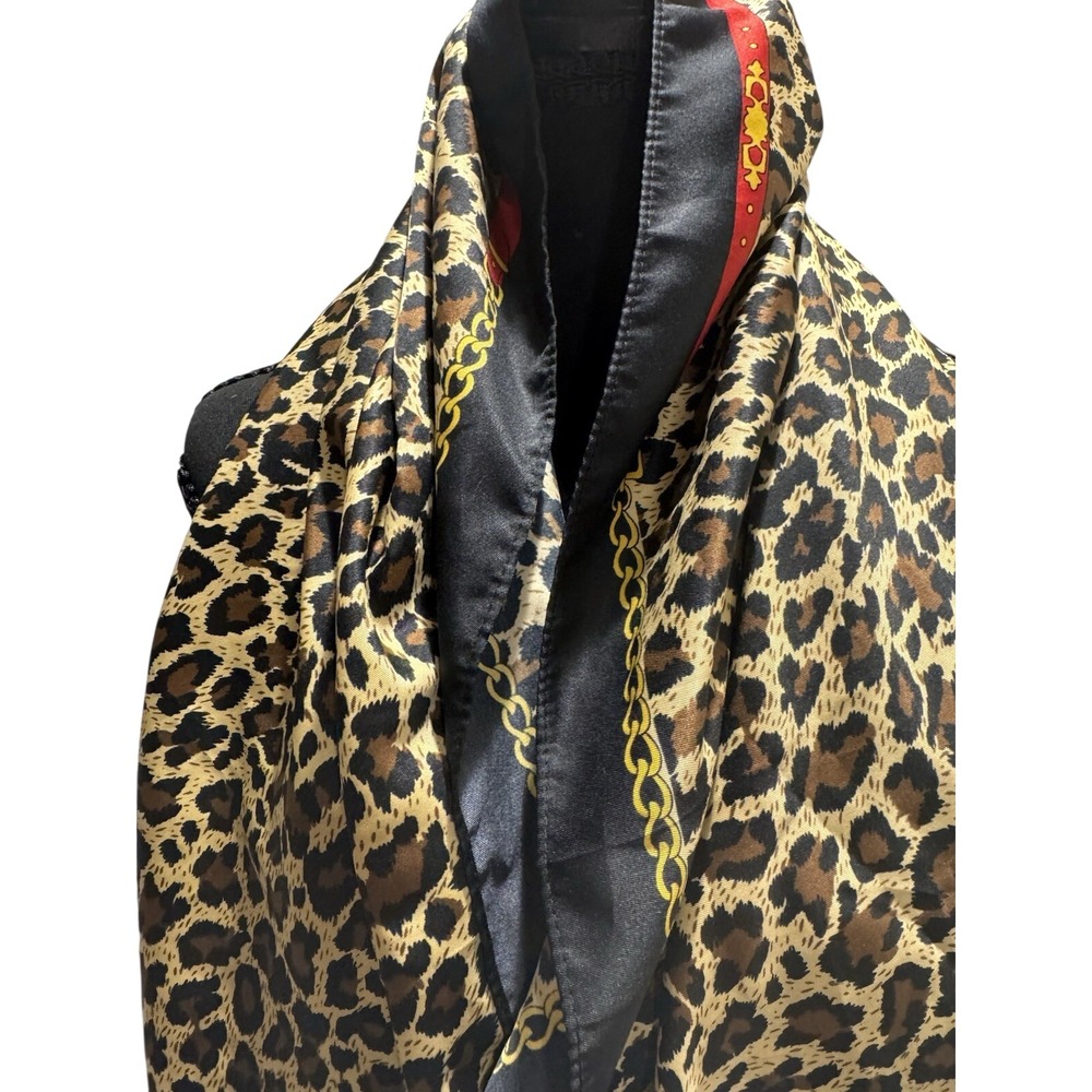 Leopard Print Oversized Scarf Pajmina Designer Chic Fall Outfit Detailed 36x36"